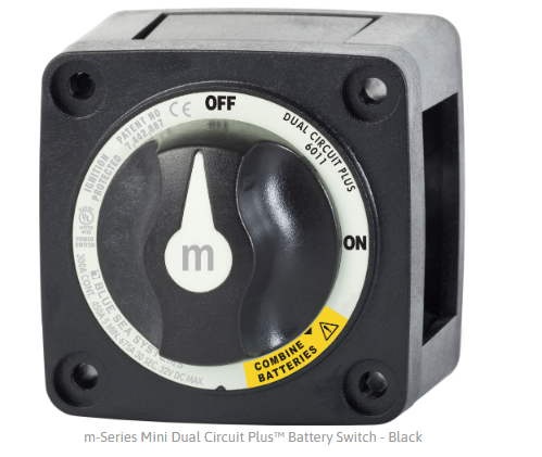 BLUE SEA SYSTEMS | m Series Mini Dual Circuit Plus Battery Switch Black (6011200)