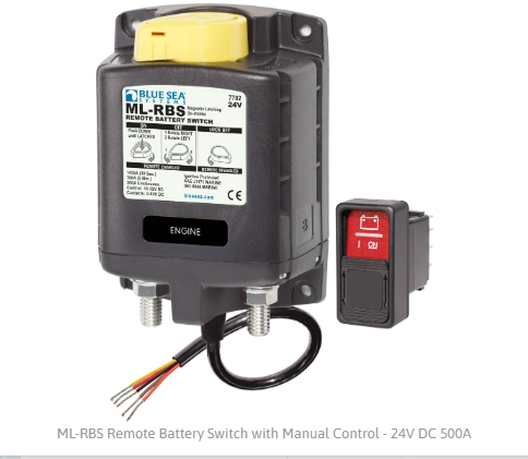 BLUE SEA SYSTEMS | ML-RBS Remote Battery Switch with Manual Control 24V DC 500A (7702)