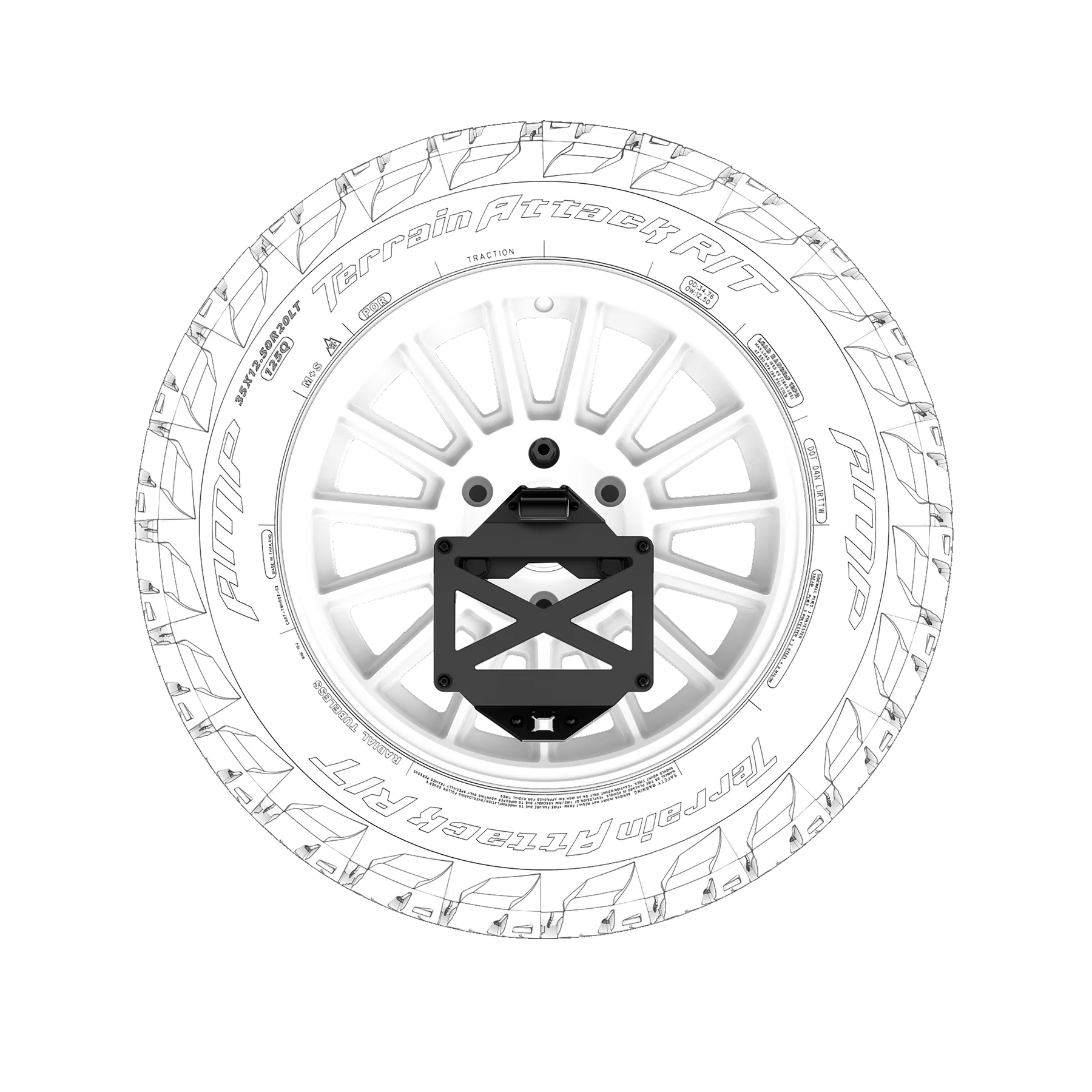 BODY ARMOR 4X4 | 3rd Gen Tacoma / 5th Gen 4Runner Pro Series II | Tire Carrier w/ License Plate Holder