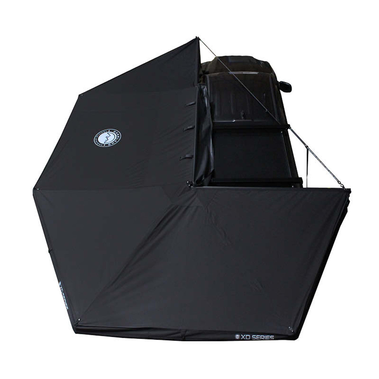 OVERLAND VEHICLE SYSTEMS | XD Nomadic 270 Degree Awning W/Lights & Black Out - Black Body, Grey Trim & Black Travel Cover