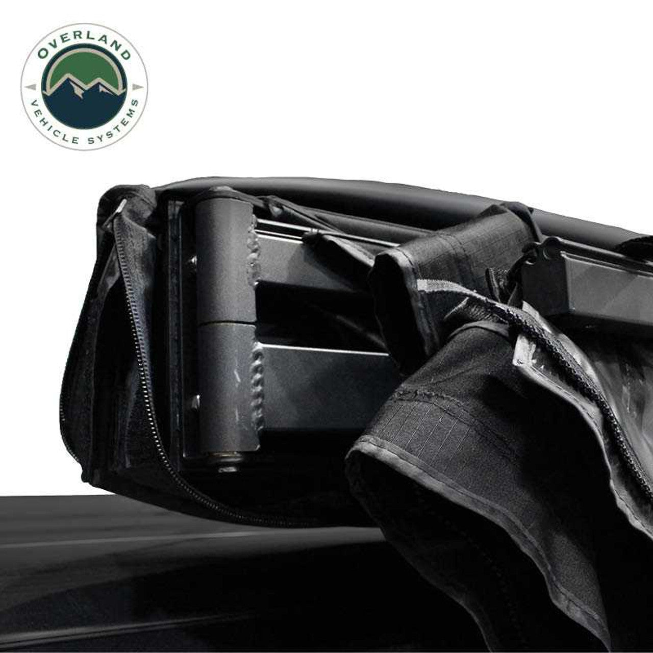 OVERLAND VEHICLE SYSTEMS | XD Nomadic 270 Degree Awning W/Lights & Black Out - Black Body, Grey Trim & Black Travel Cover
