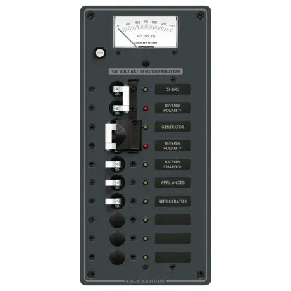 BLUE SEA SYSTEMS | Circuit Breaker Panel 2 Sources Selector/AC Main + 6 Positions (162974)