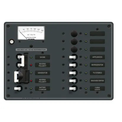 BLUE SEA SYSTEMS | Breaker Panel 2 Sources Selector/AC Main + 9 Positions Circuit (160050)