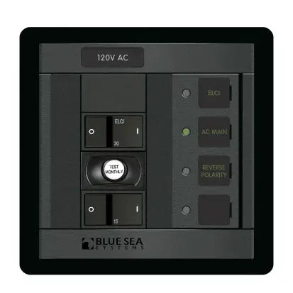 BLUE SEA SYSTEMS | Switch Panel 360 120VAC 1pos With ELCI Main 30A FR (374357)