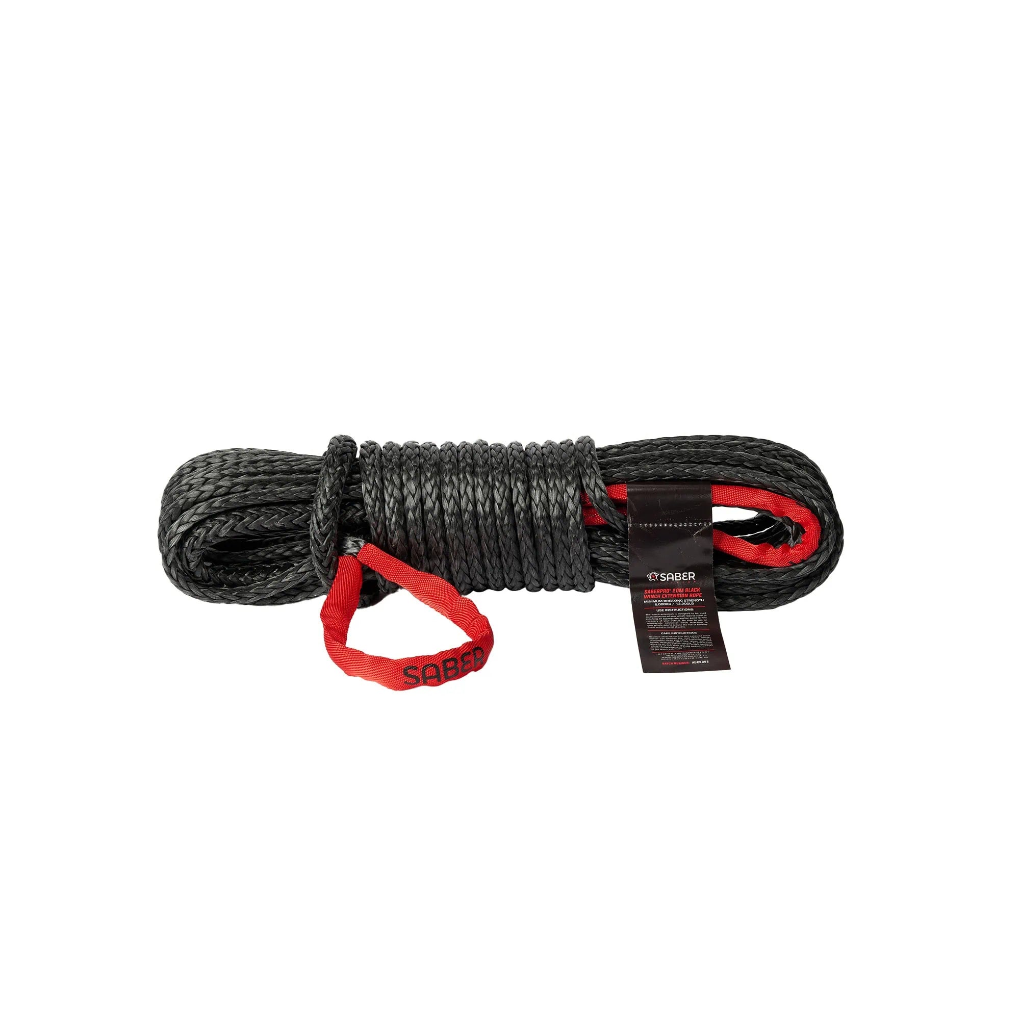 SABER OFFROAD | SaberPro 20m Black Winch Extension Rope 6,000KG (SBR-6WERS)