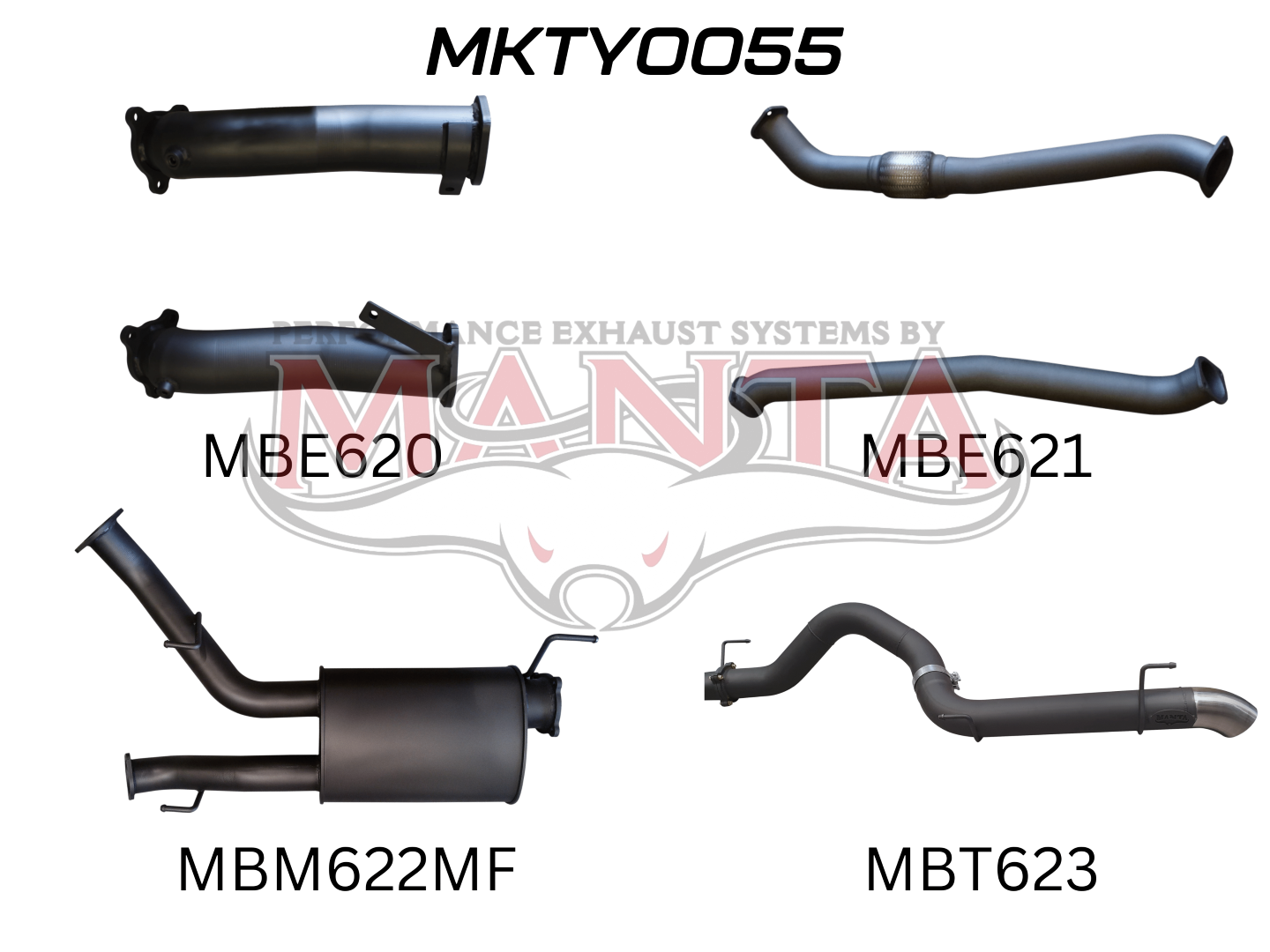 MANTA EXHAUSTS | Toyota Land Cruiser VDJ200 3in Dual No Cat w/ Muffler, 4in Exit (MKTY0055)