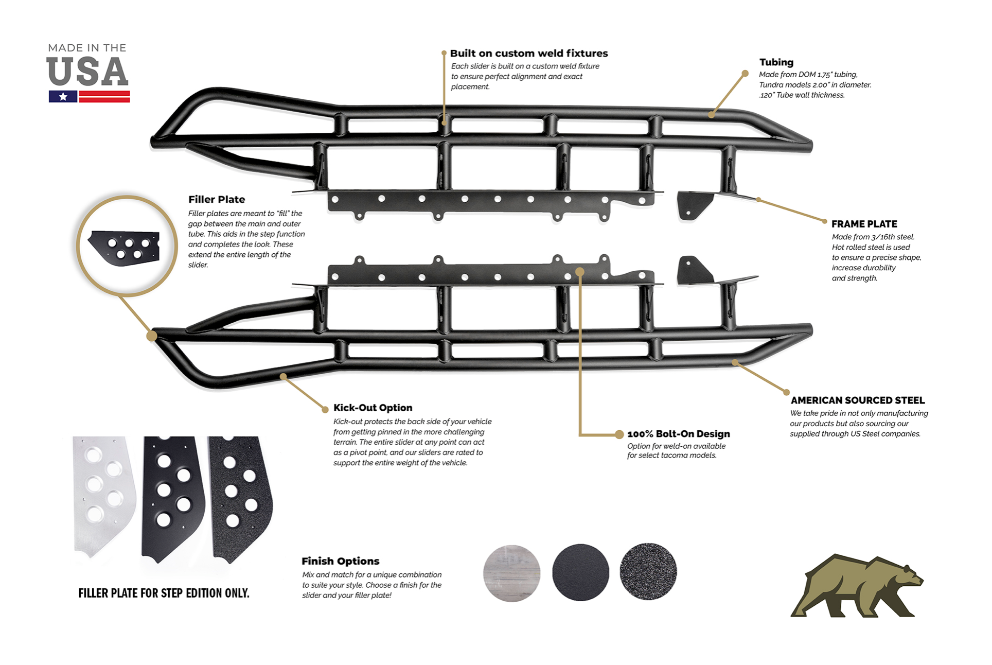 CALI RAISED | Tundra 2nd Gen 2014-2021 Step Edition Rock Sliders